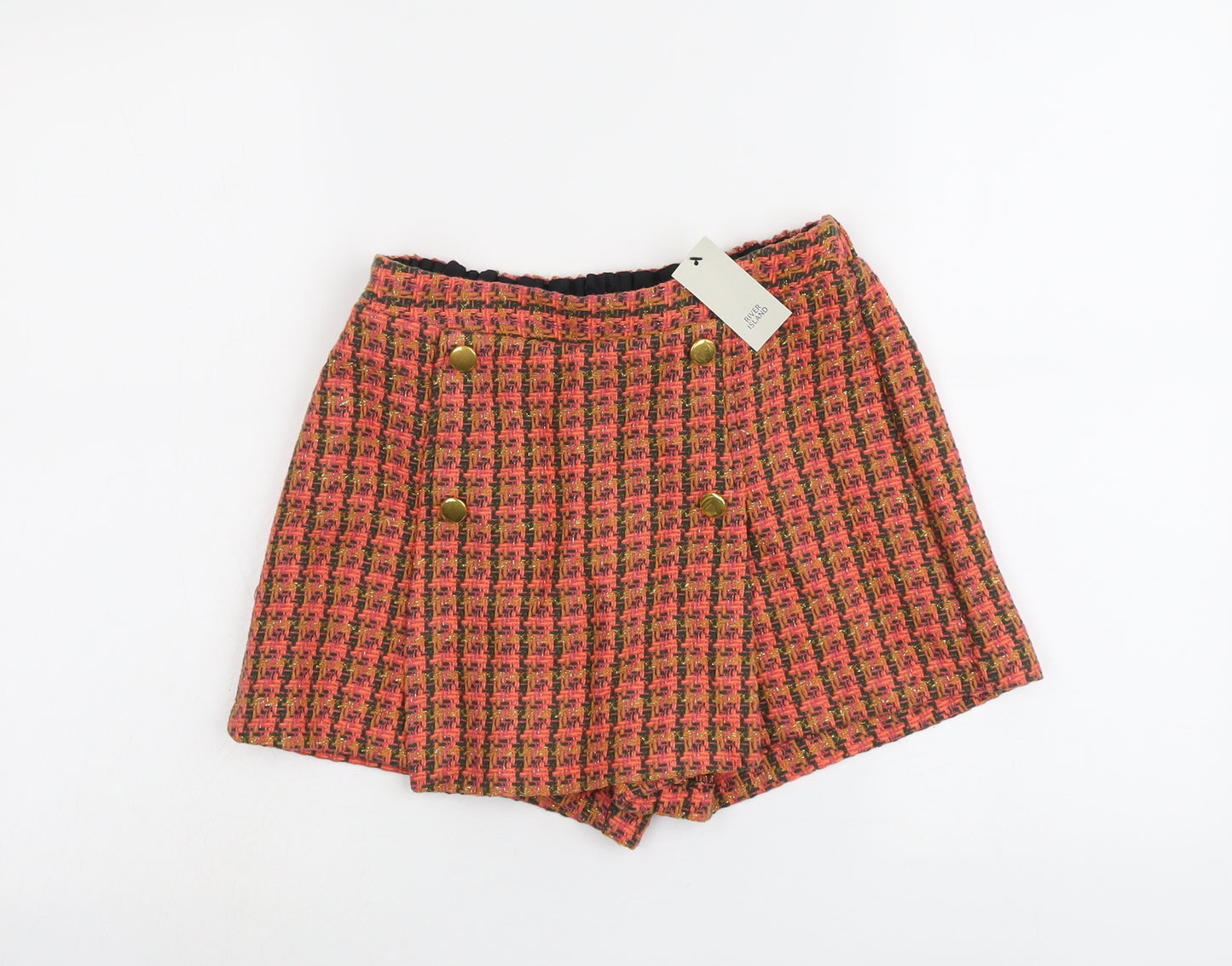 River Island Girls Pink Geometric Cotton Mini Skort Size 11-12 Years Regular Pull On