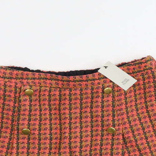 River Island Girls Pink Geometric Cotton Mini Skort Size 11-12 Years Regular Pull On