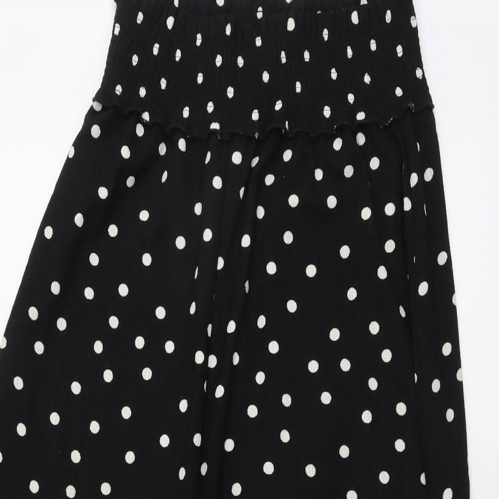 River Island Womens Black Polka Dot Polyester Trousers Size 12 L21 in Regular