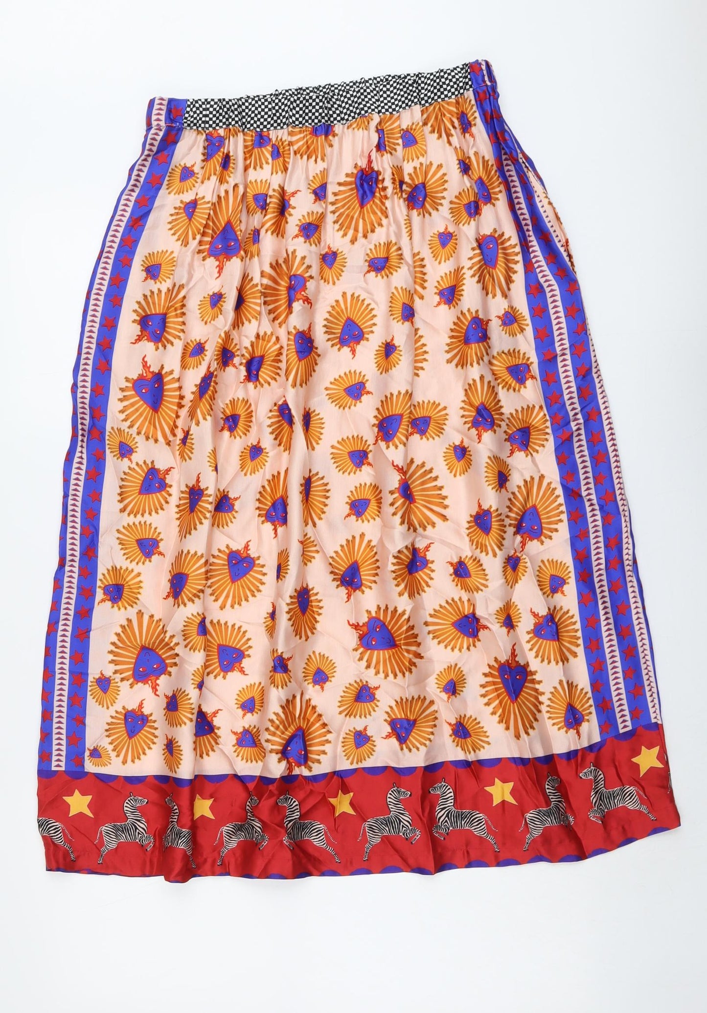 ME 369 Womens Multicoloured Geometric Polyester Peasant Skirt Size XS