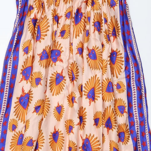ME 369 Womens Multicoloured Geometric Polyester Peasant Skirt Size XS