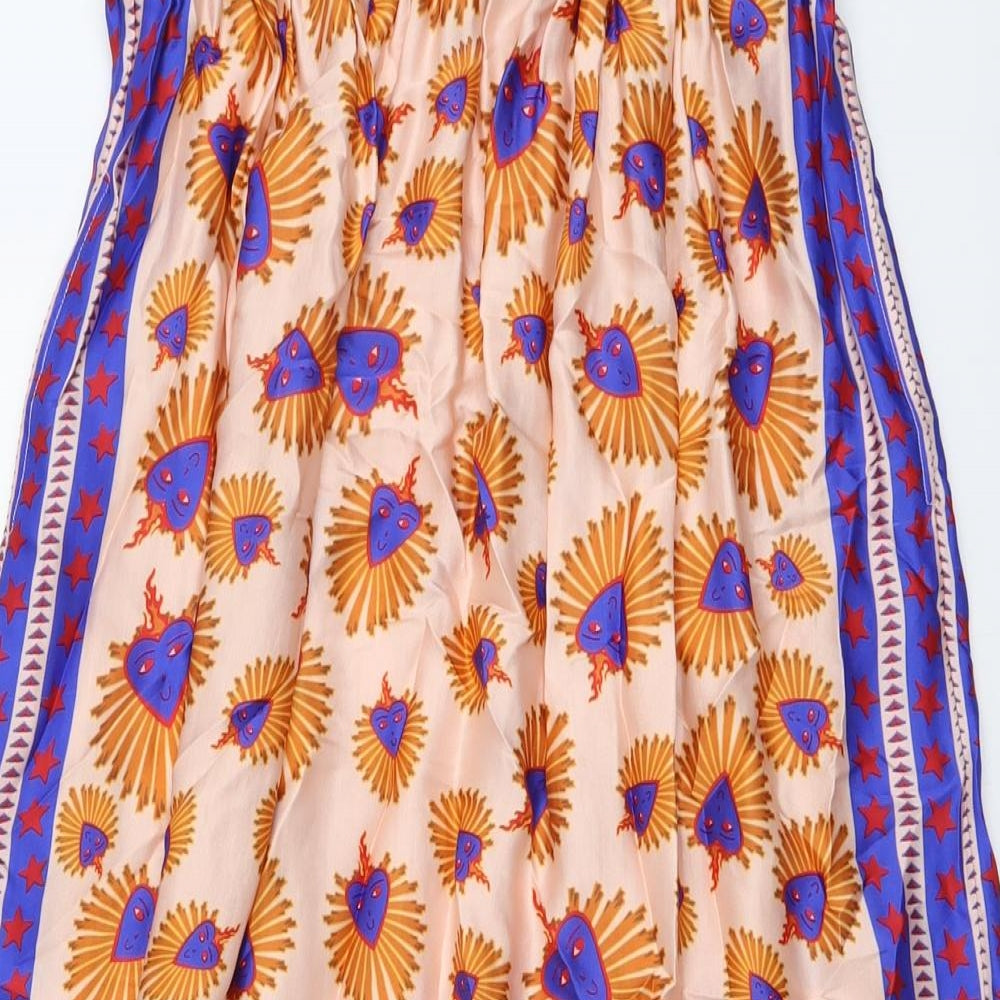 ME 369 Womens Multicoloured Geometric Polyester Peasant Skirt Size XS