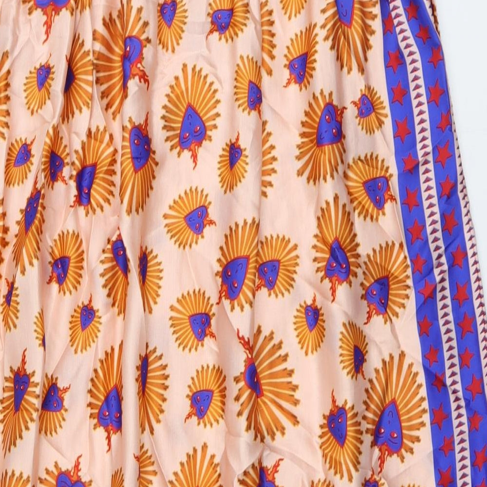ME 369 Womens Multicoloured Geometric Polyester Peasant Skirt Size XS