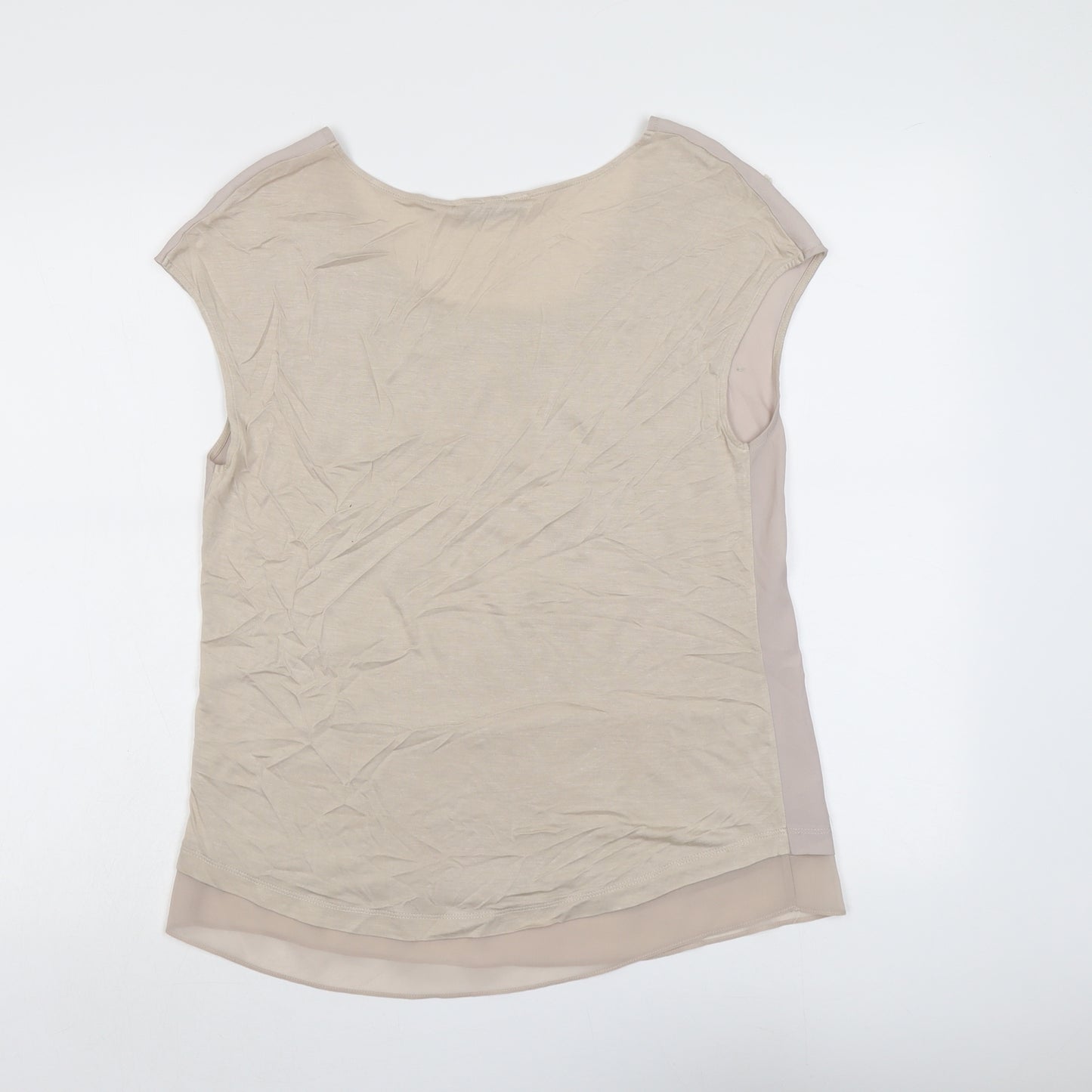 Oasis Womens Beige Polyester Basic Blouse Size M Scoop Neck - Embellished