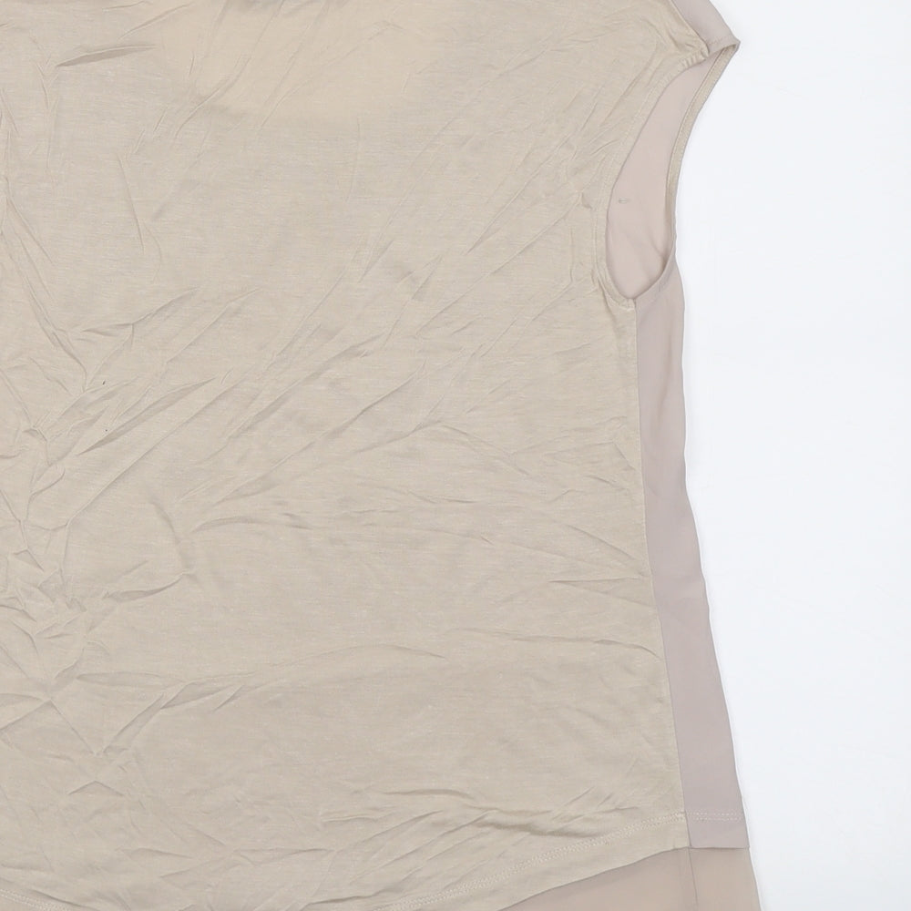 Oasis Womens Beige Polyester Basic Blouse Size M Scoop Neck - Embellished
