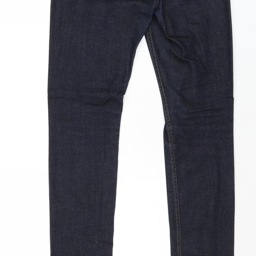 Topshop Womens Blue Cotton Straight Jeans Size 28 in Regular Zip