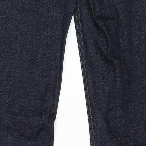 Topshop Womens Blue Cotton Straight Jeans Size 28 in Regular Zip