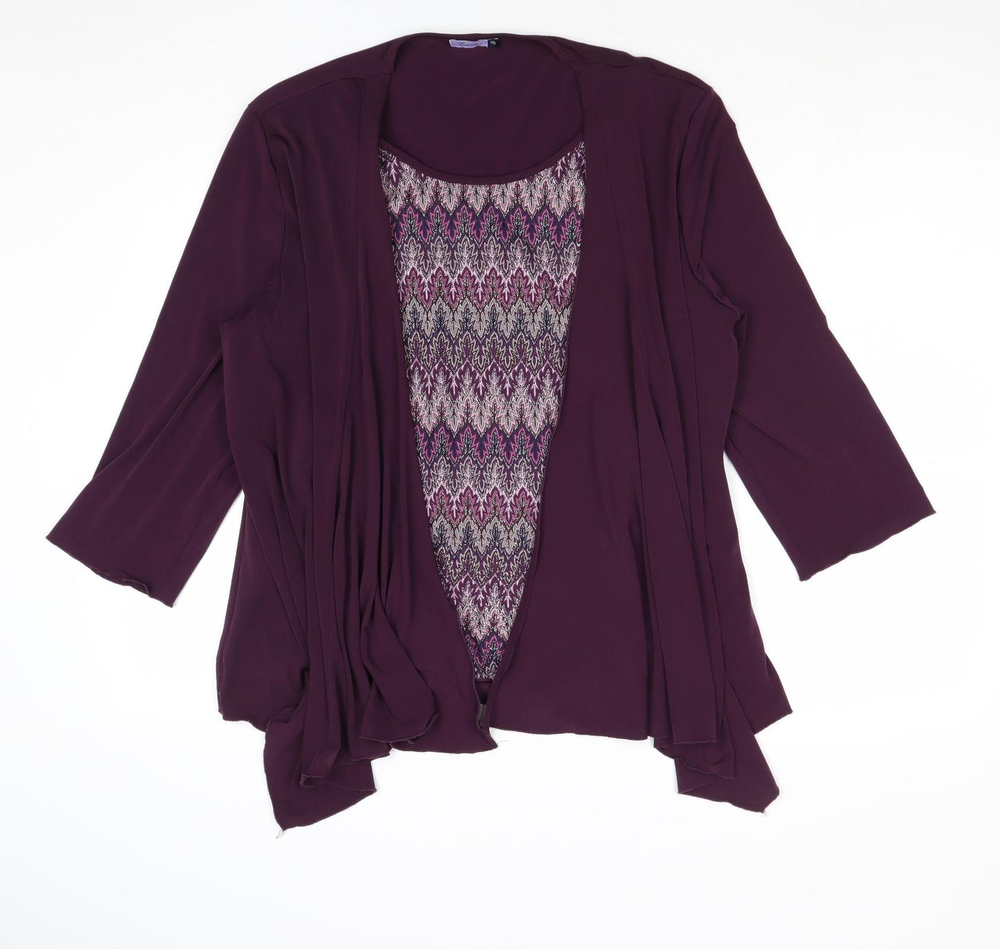 Editions Womens Purple Round Neck Geometric Polyester Cardigan Jumper Size 16 - Twin Set
