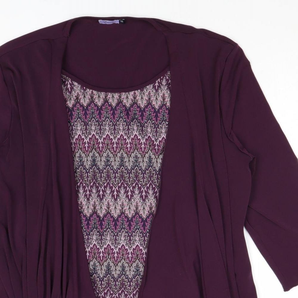 Editions Womens Purple Round Neck Geometric Polyester Cardigan Jumper Size 16 - Twin Set