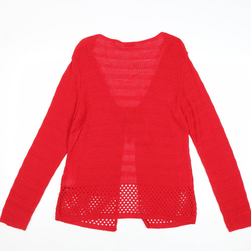 Editions Womens Red V-Neck Acrylic Cardigan Jumper Size M