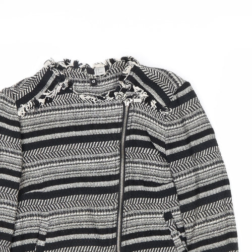 Divided by H&M Womens Multicoloured Striped Biker Jacket Size 12 Zip