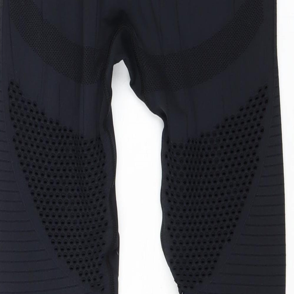 Carpatree Womens Black Polyester Compression Leggings Size L Regular Pullover