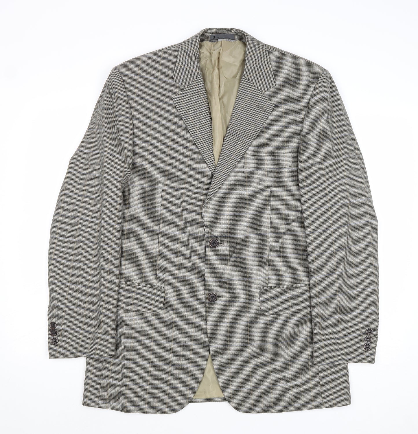 BHS Mens Multicoloured Geometric Wool Jacket Suit Jacket Size 40 Regular