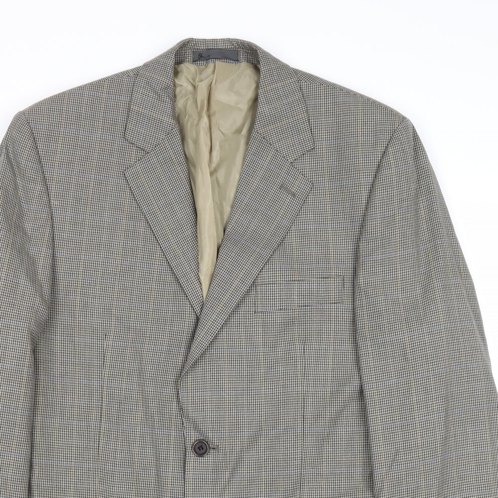 BHS Mens Multicoloured Geometric Wool Jacket Suit Jacket Size 40 Regular