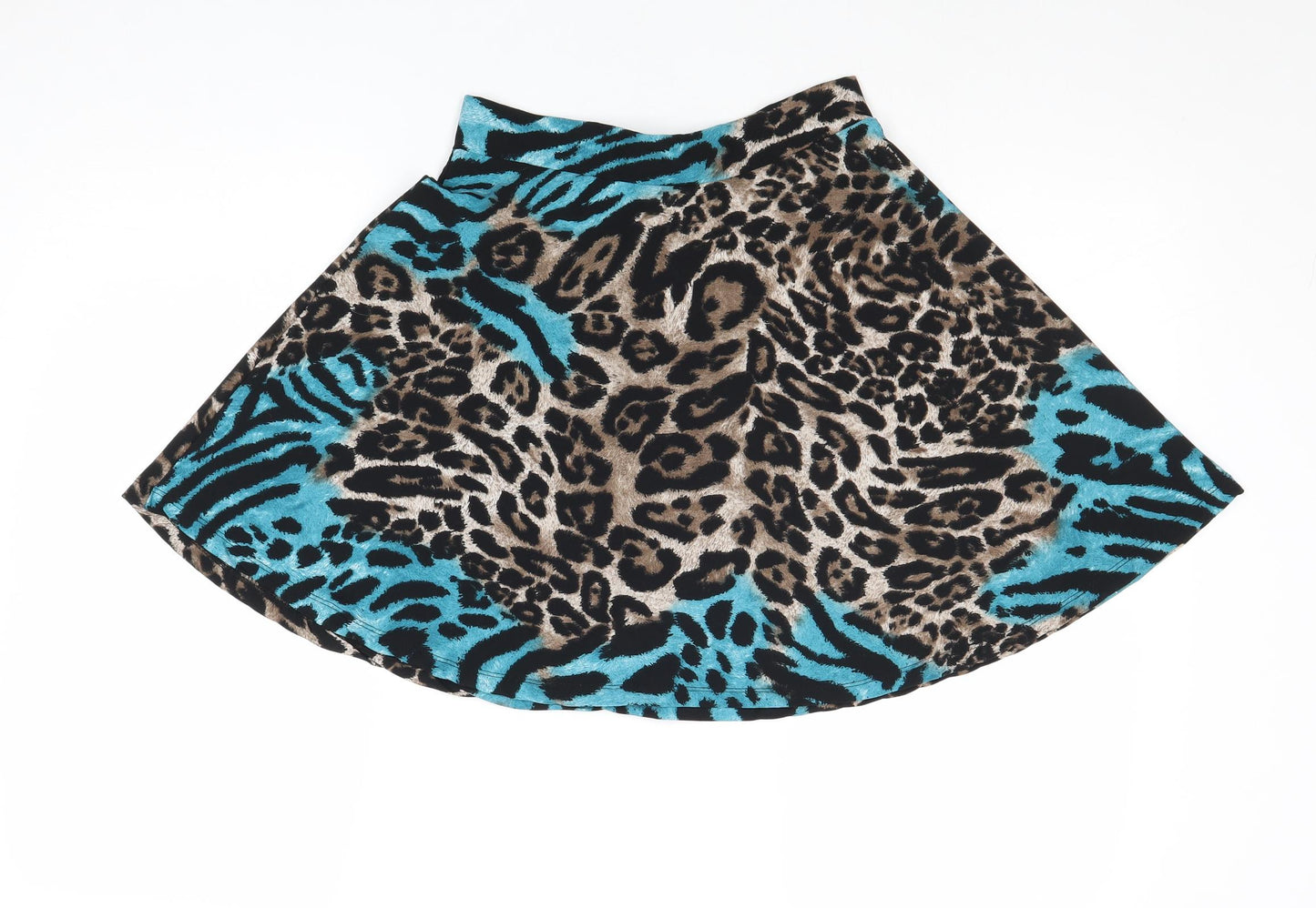 Miss Poem Womens Multicoloured Animal Print Polyester Skater Skirt Size S Zip - Leopard Tiger Pattern