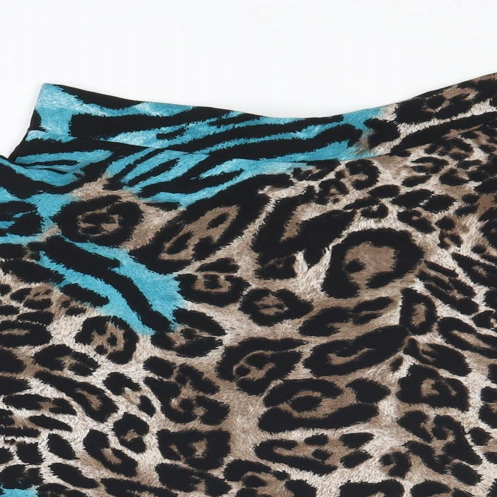 Miss Poem Womens Multicoloured Animal Print Polyester Skater Skirt Size S Zip - Leopard Tiger Pattern