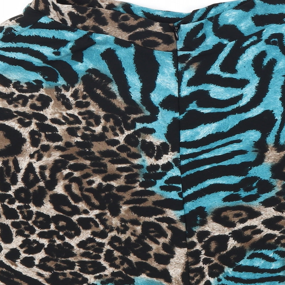Miss Poem Womens Multicoloured Animal Print Polyester Skater Skirt Size S Zip - Leopard Tiger Pattern