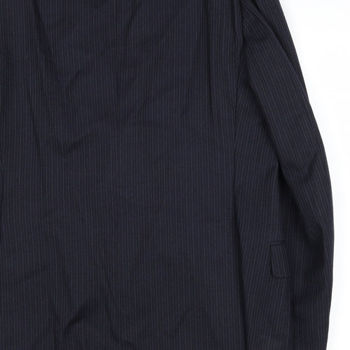 St Michael Mens Blue Striped Wool Jacket Suit Jacket Size 44 Regular