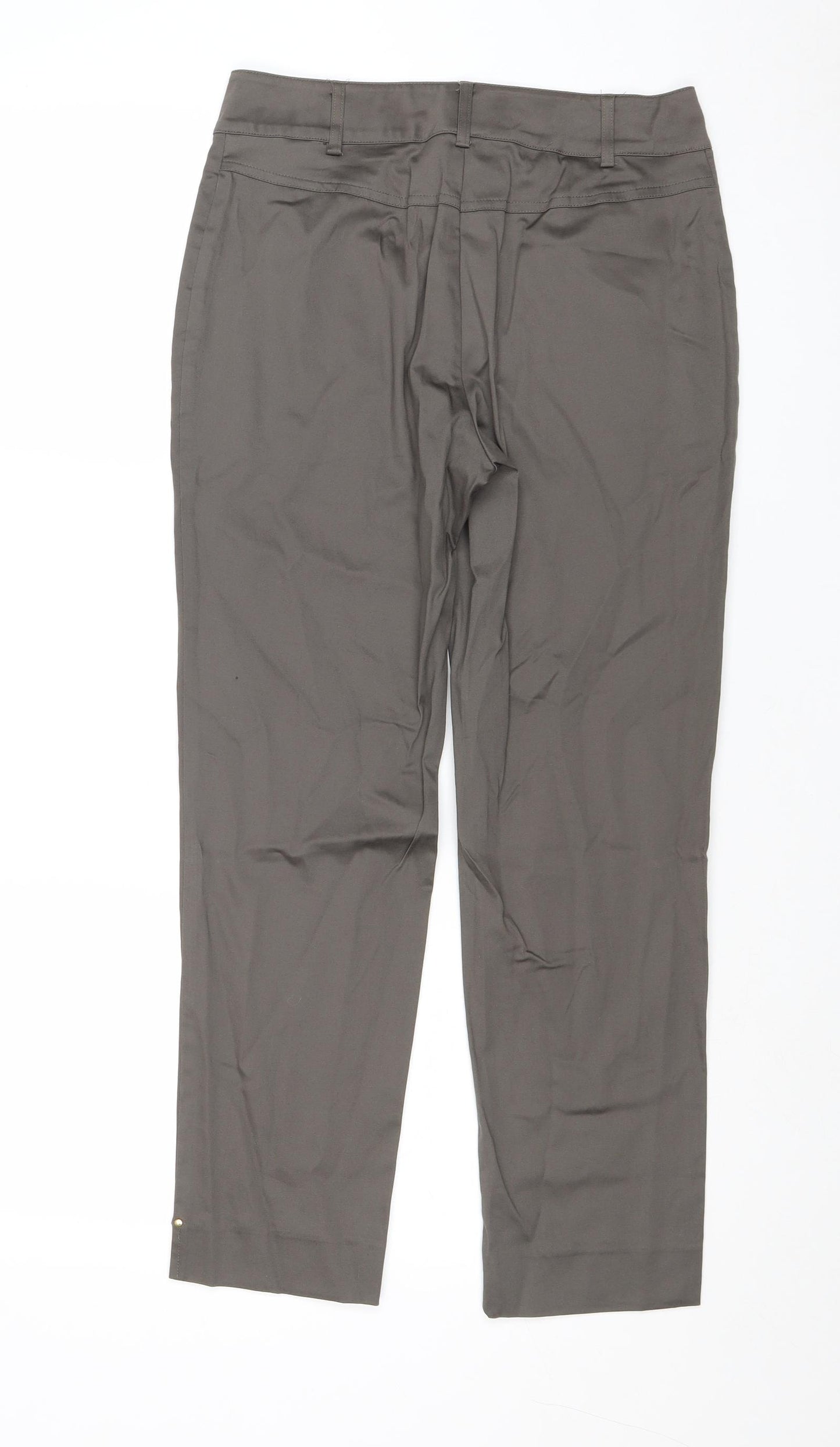 Marks and Spencer Womens Brown Cotton Trousers Size 8 Regular Zip