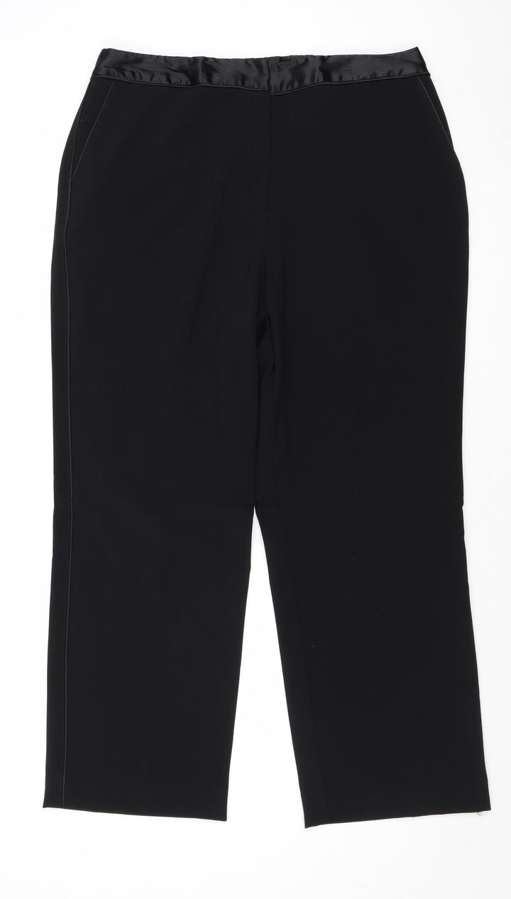 Sag Harbor Womens Black Polyester Trousers Size 16 Regular Zip