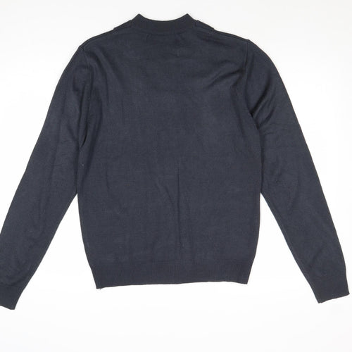 UrbanSpirit Mens Blue V-Neck Acrylic Pullover Jumper Size S Long Sleeve