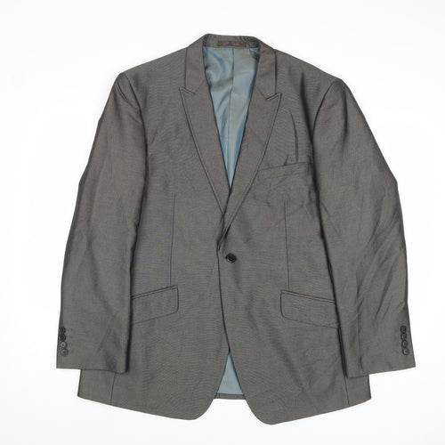 Fellini Mens Grey Polyester Jacket Suit Jacket Size 42 Regular