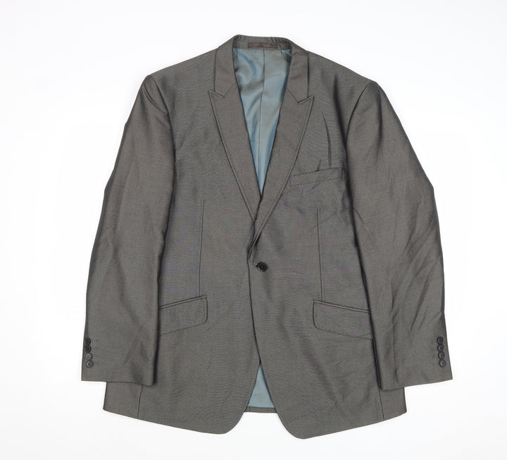 Fellini Mens Grey Polyester Jacket Suit Jacket Size 42 Regular