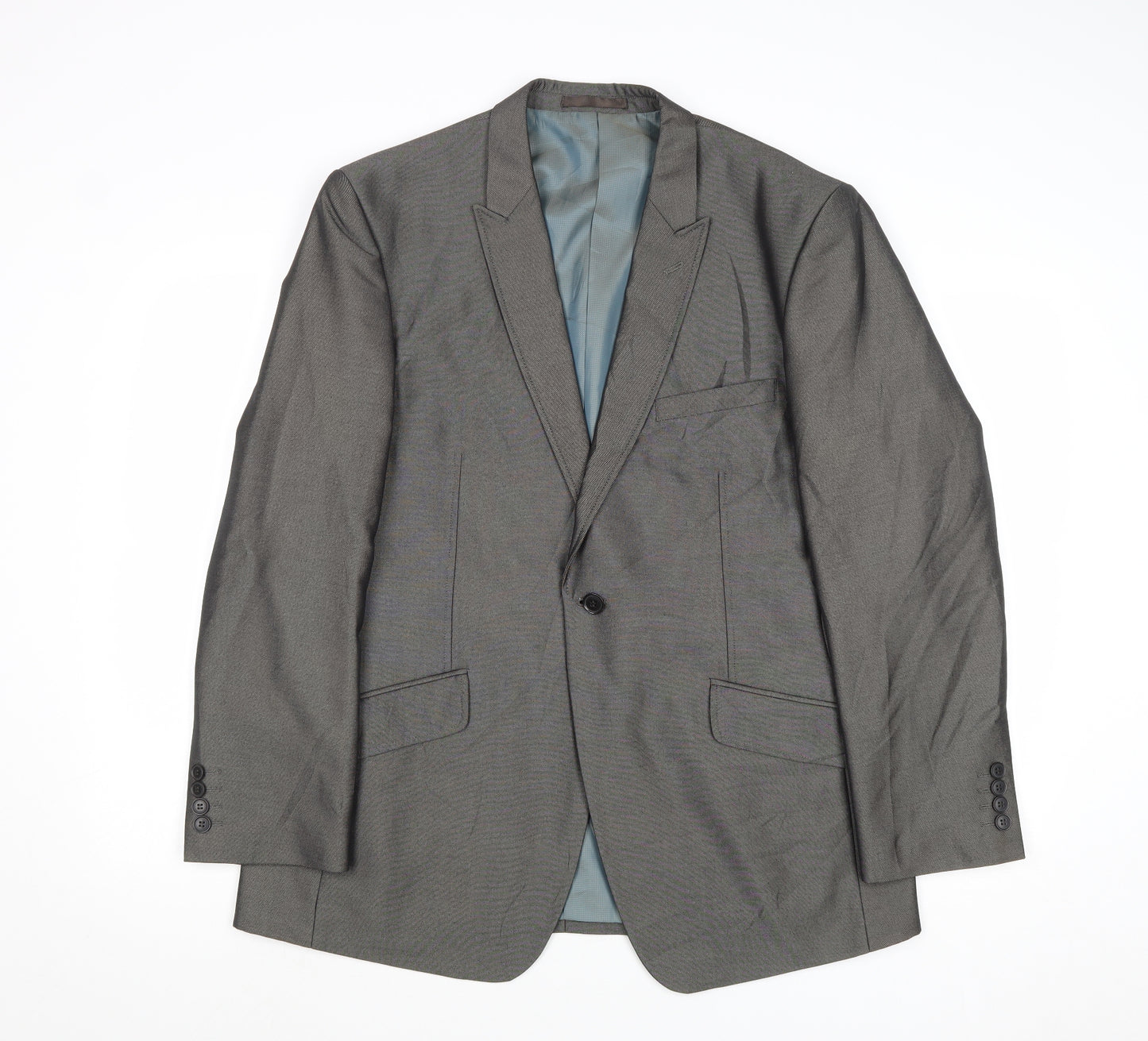 Fellini Mens Grey Polyester Jacket Suit Jacket Size 42 Regular
