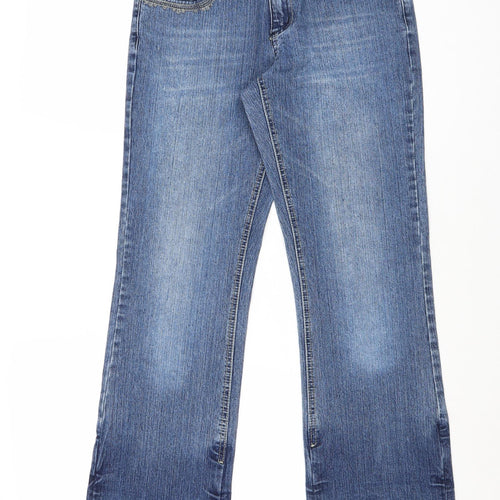 X-Mali Womens Blue Cotton Straight Jeans Size 6 Regular Zip