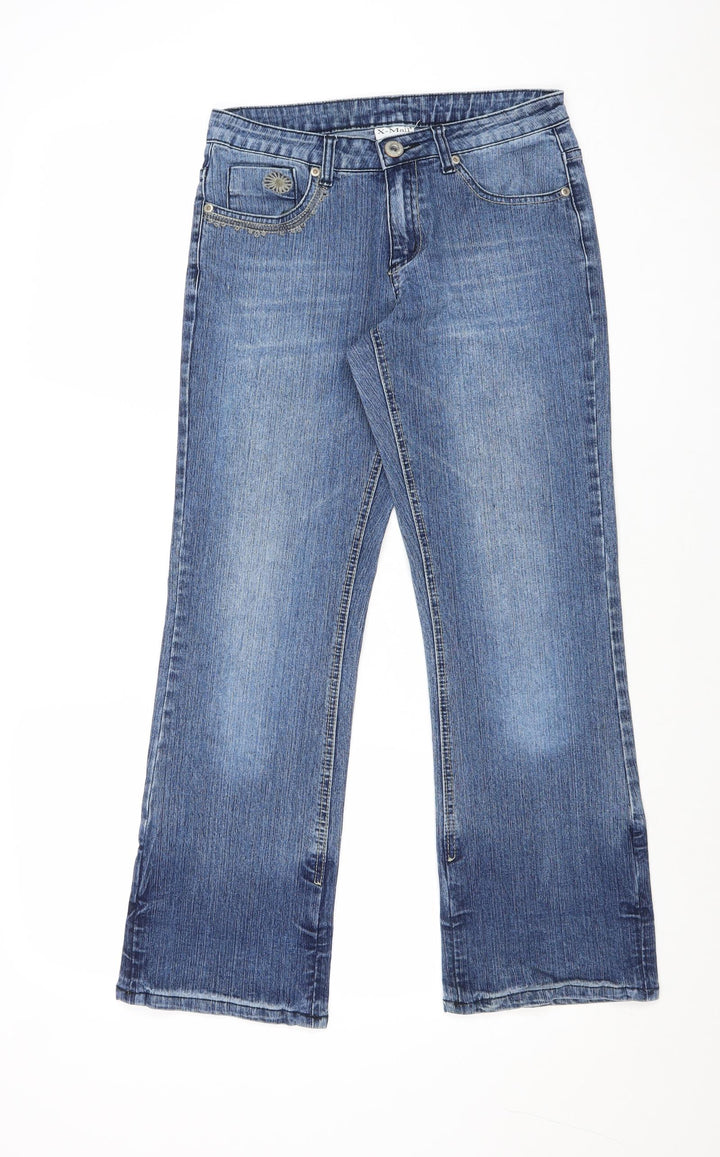 X-Mali Womens Blue Cotton Straight Jeans Size 6 Regular Zip