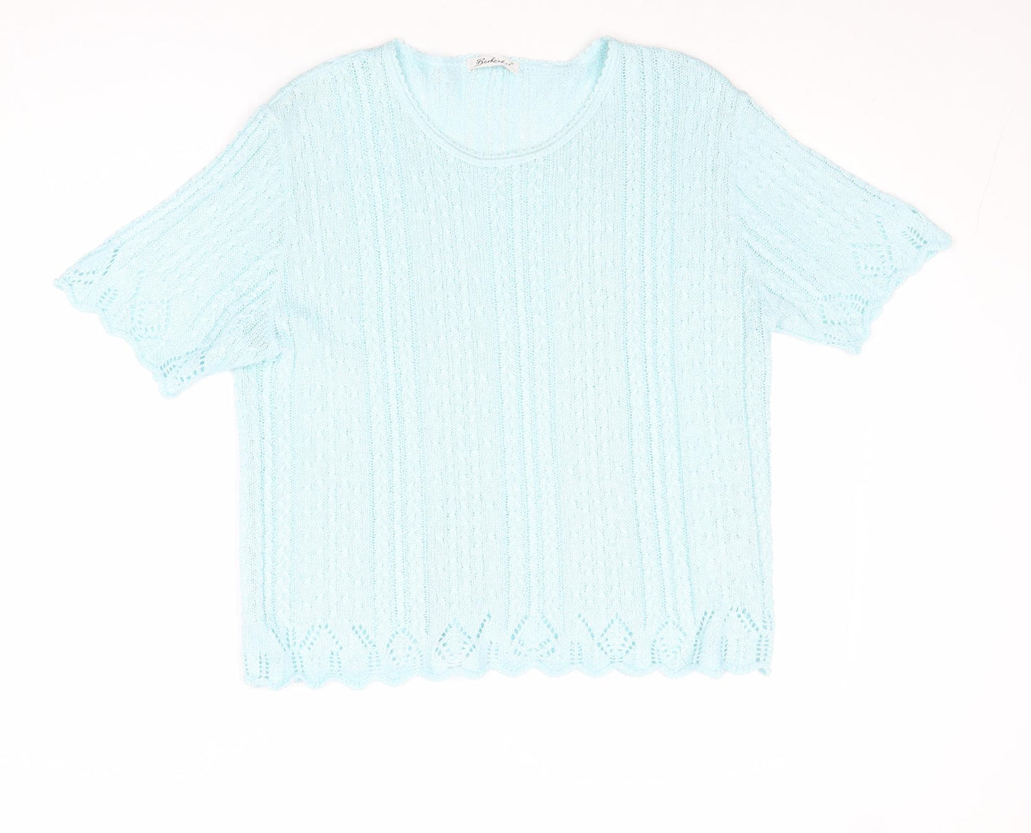 Berkertex Womens Blue Round Neck Acrylic Pullover Jumper Size 14 - Size 14-16