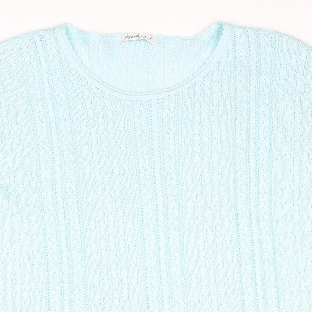 Berkertex Womens Blue Round Neck Acrylic Pullover Jumper Size 14 - Size 14-16