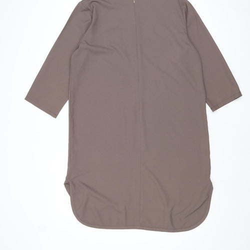 Boohoo Womens Brown Polyester A-Line Size 14 Round Neck Zip