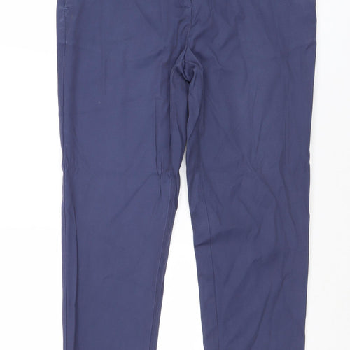 NEXT Womens Blue Cotton Chino Trousers Size 12 Regular Zip