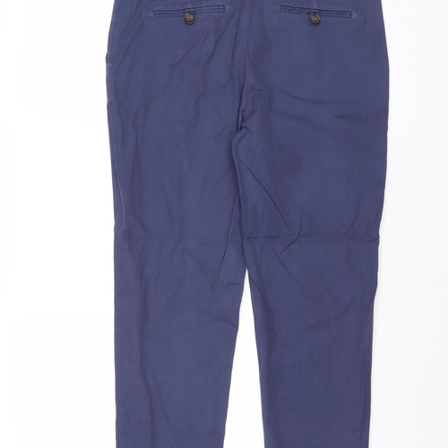 NEXT Womens Blue Cotton Chino Trousers Size 12 Regular Zip