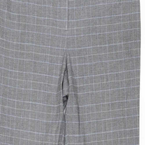 CC Womens Grey Plaid Polyester Trousers Size 14 Regular Zip