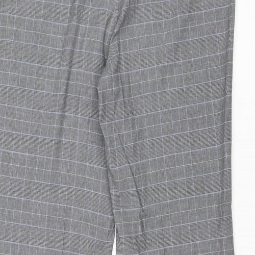 CC Womens Grey Plaid Polyester Trousers Size 14 Regular Zip