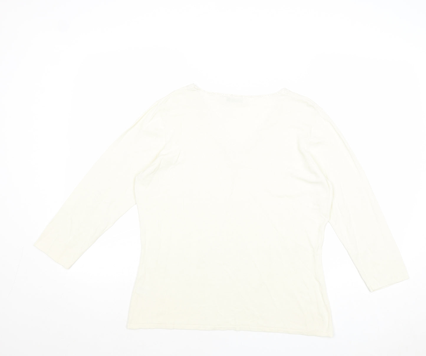 M&Co Womens Ivory V-Neck Viscose Pullover Jumper Size XL