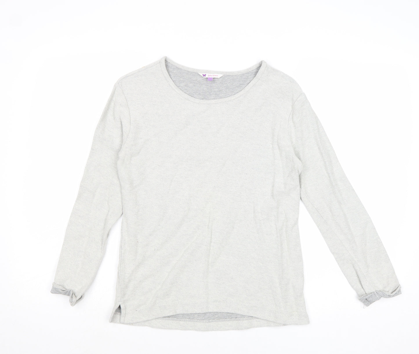 John Lewis Girls Grey Cotton Pullover Sweatshirt Size 11 Years Pullover