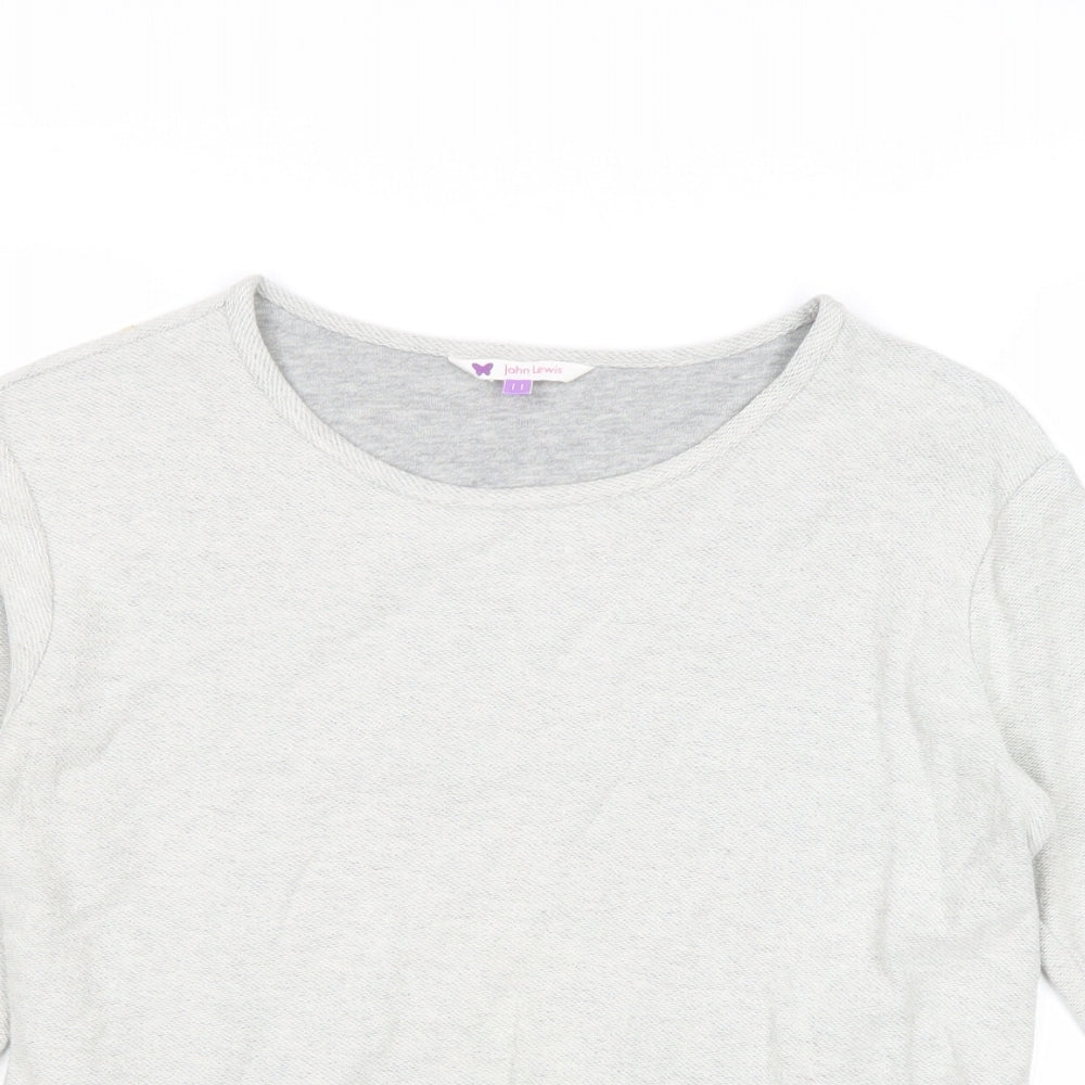 John Lewis Girls Grey Cotton Pullover Sweatshirt Size 11 Years Pullover