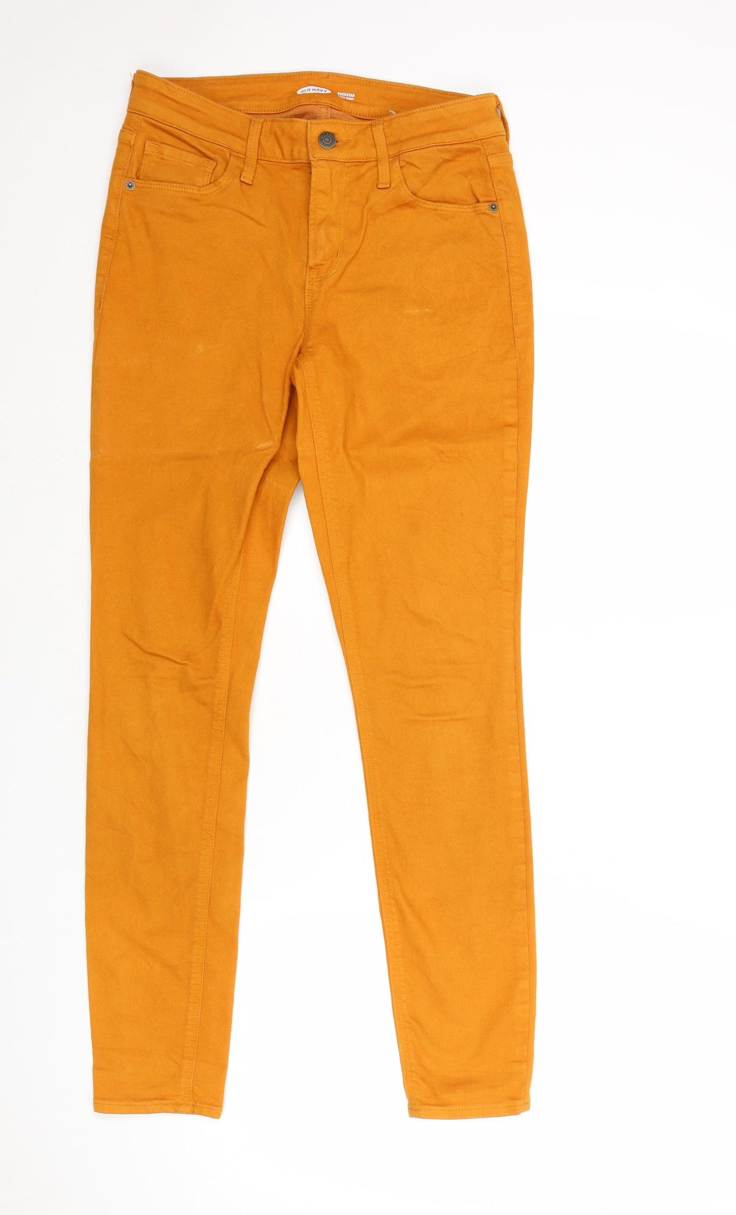 Old Navy Womens Orange Cotton Skinny Jeans Size 28 in Regular Zip