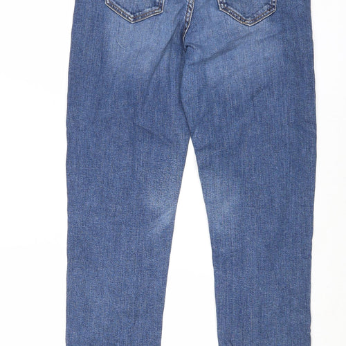 Marks and Spencer Womens Blue Cotton Straight Jeans Size 10 Regular Zip
