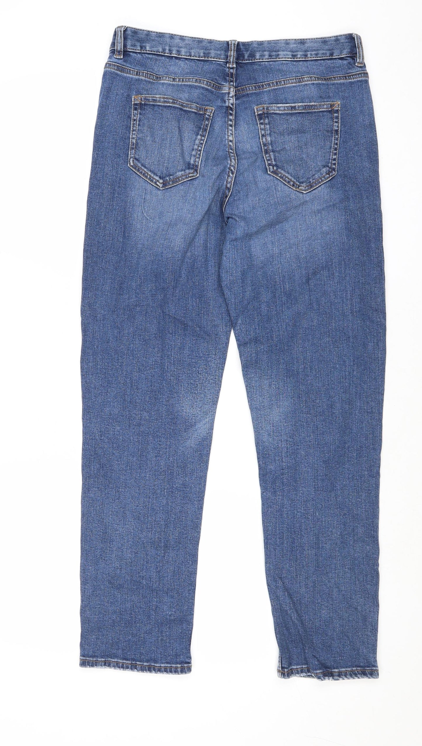 Marks and Spencer Womens Blue Cotton Straight Jeans Size 10 Regular Zip