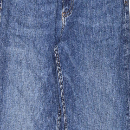 Marks and Spencer Womens Blue Cotton Straight Jeans Size 10 Regular Zip