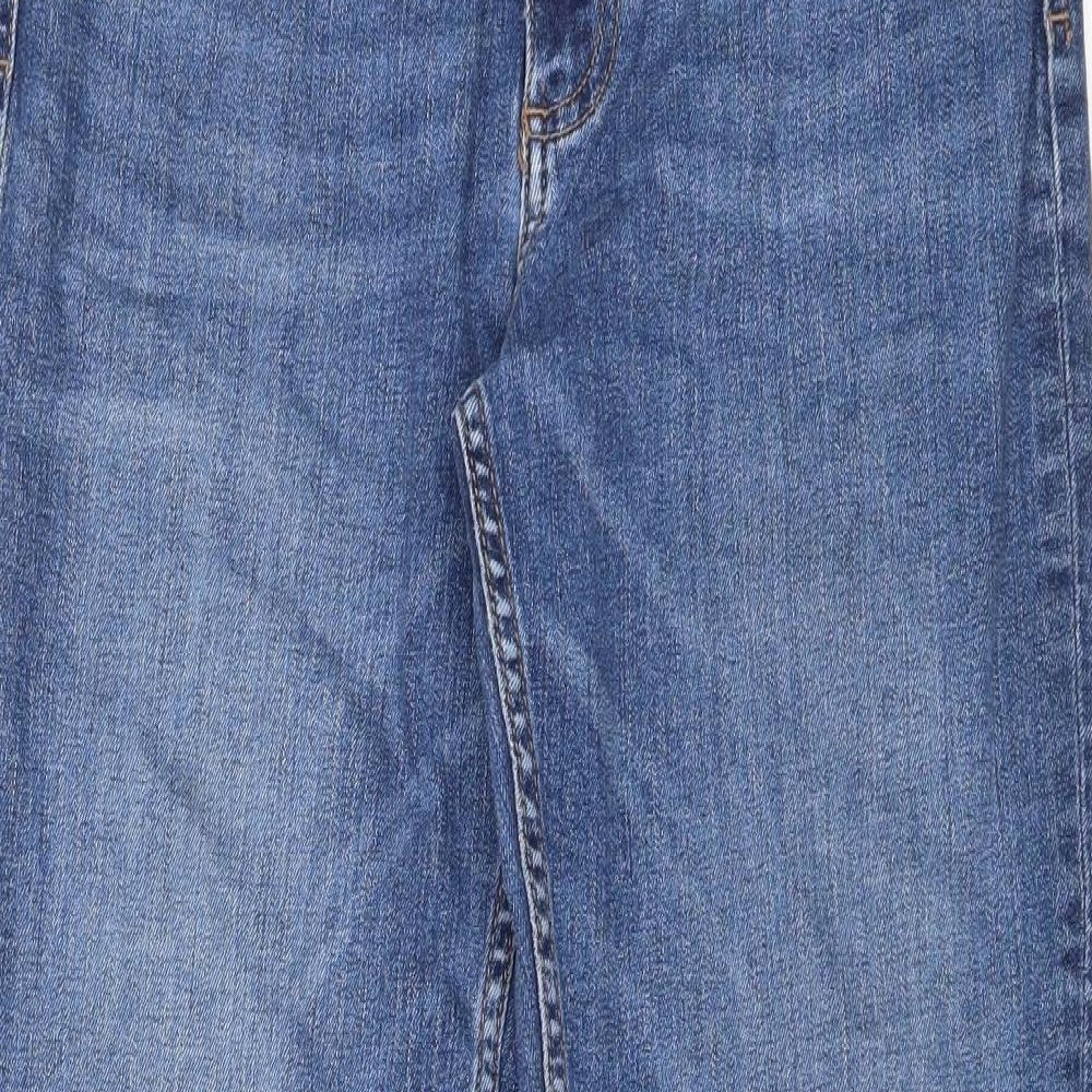 Marks and Spencer Womens Blue Cotton Straight Jeans Size 10 Regular Zip