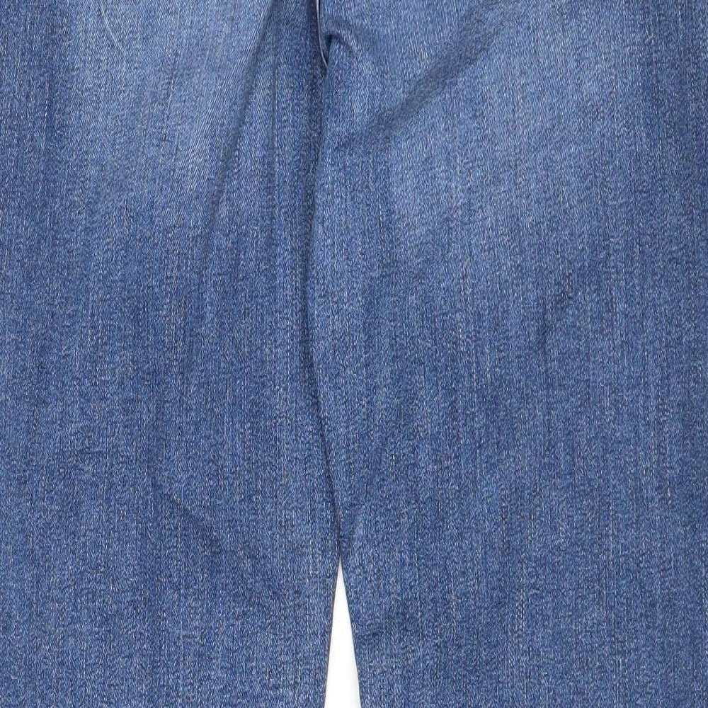 Marks and Spencer Womens Blue Cotton Straight Jeans Size 10 Regular Zip