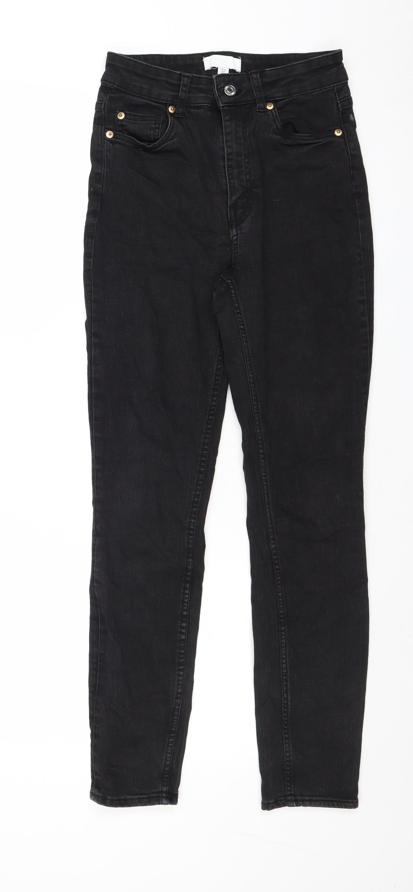 H&M Womens Black Cotton Skinny Jeans Size 10 Regular Zip