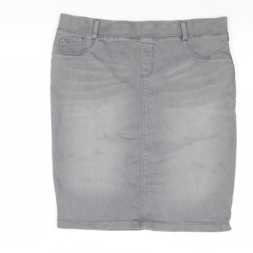 Dorothy Perkins Womens Grey Cotton Straight & Pencil Skirt Size 10