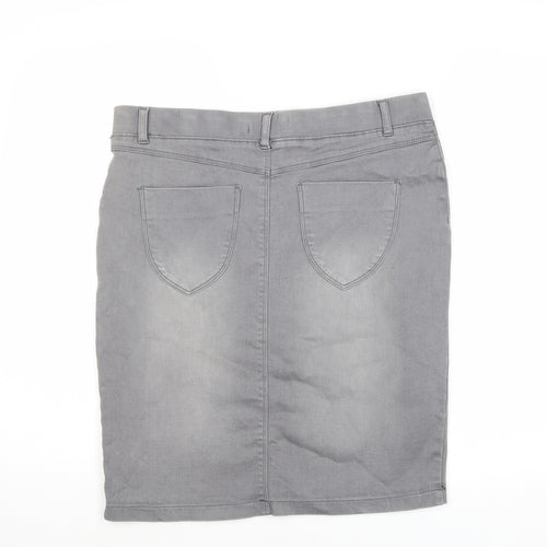 Dorothy Perkins Womens Grey Cotton Straight & Pencil Skirt Size 10