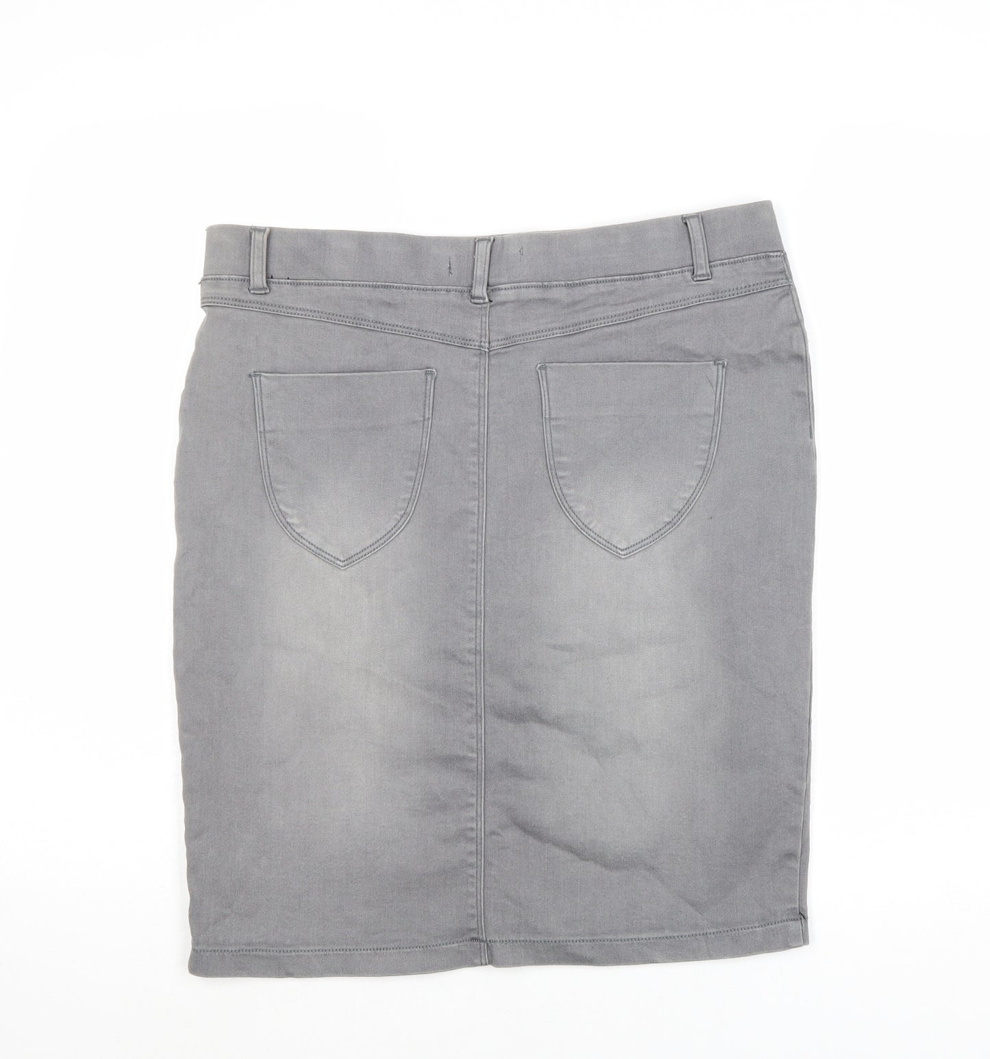 Dorothy Perkins Womens Grey Cotton Straight & Pencil Skirt Size 10
